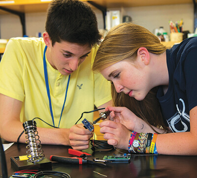 Students working in a lab