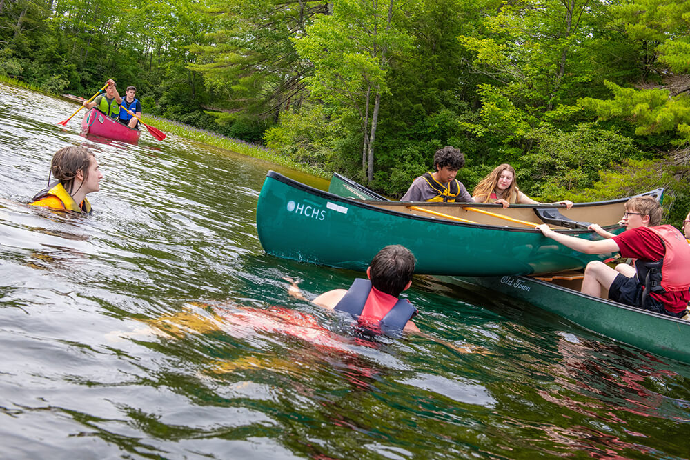 Kids in a canoe