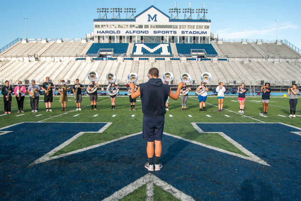 Rehearsal on the 50-yard line