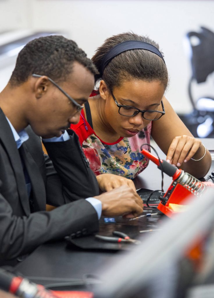 Mandela Fellows working on solar panels