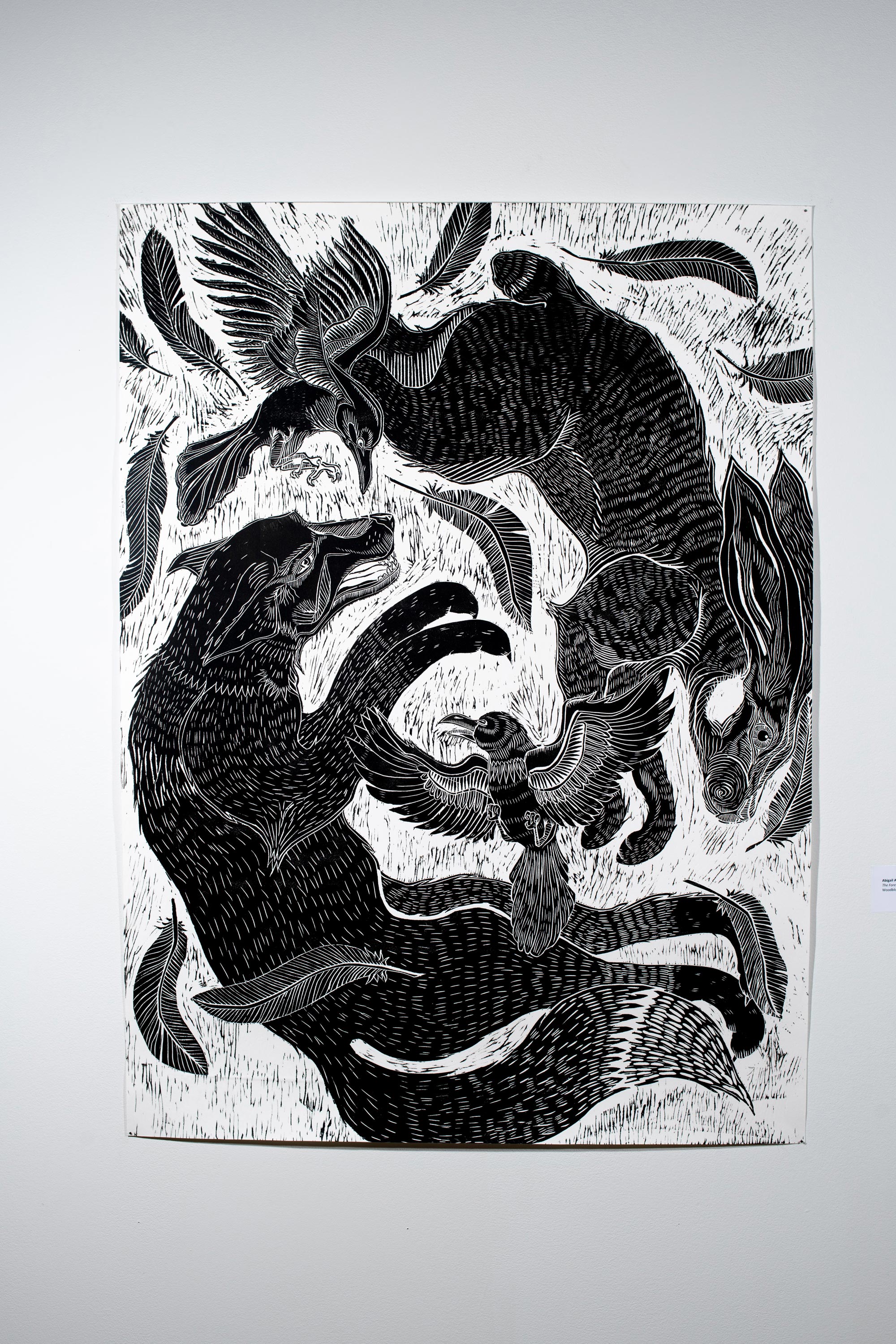 The Forest and The Flock by Abigail Annis [Woodblock Print, 2018]