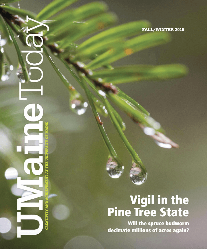 A photo of a UMaine Today Magazine cover from the Fall/Winter 2015 issue