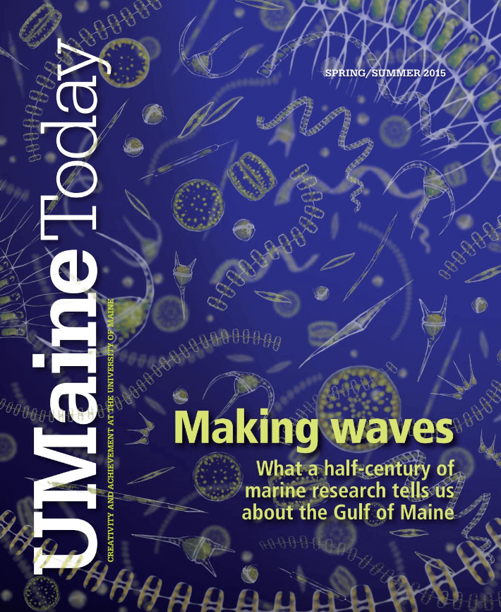 A photo of a UMaine Today Magazine cover from the Spring/Summer 2015 issue