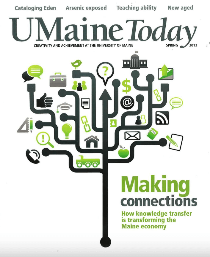 A photo of a cover of the Spring 2012 issue of UMaine Today magazine